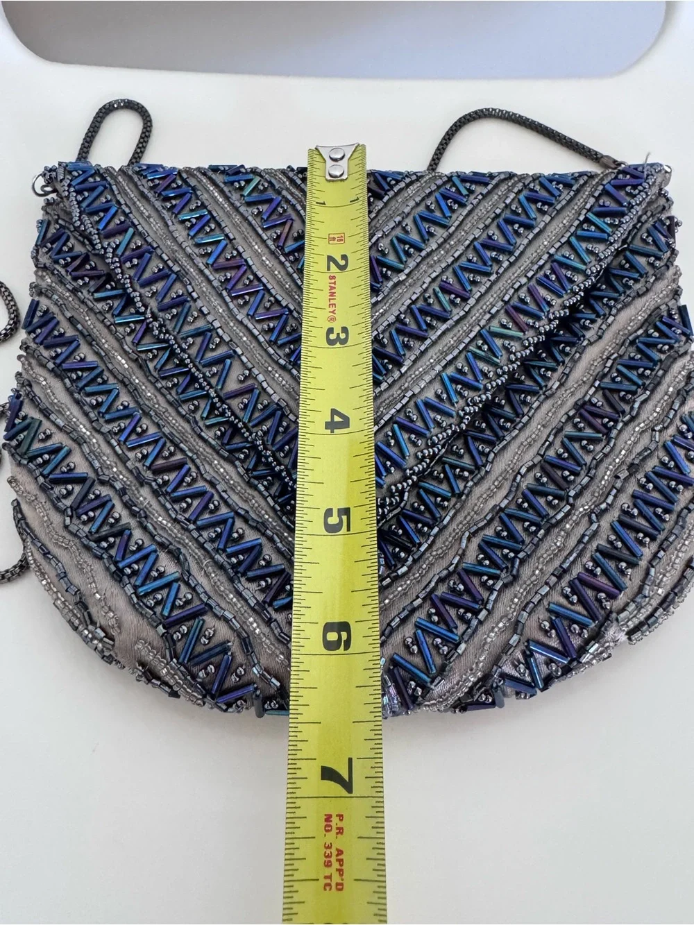 Vintage La Regale Beaded Evening Bag Gray Blue Iridescent Art Deco Cocktail Purs